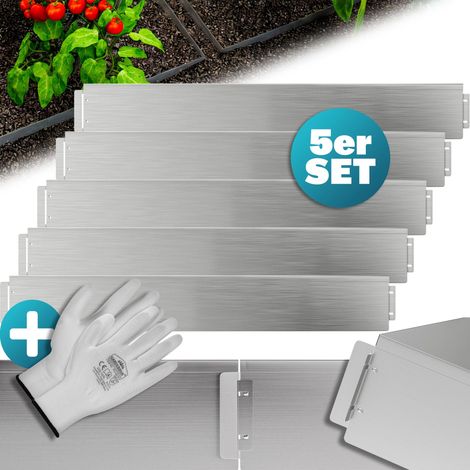 GARDEBRUK® Cerco de Césped Metal Galvanizado Cercado Bordes Jardín Conectables Negro Incluye Guantes Silber (de), Länge 5m - Höhe 14cm (de) (1/7)