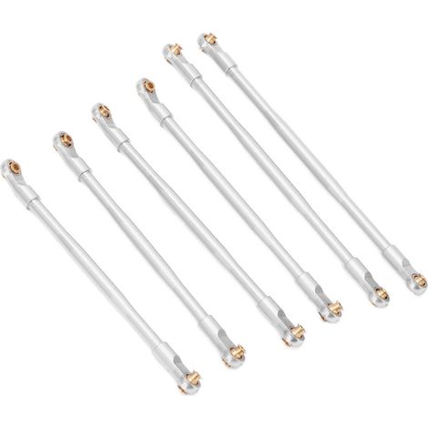 Lot de 6 biellettes de suspension métalliques résistantes à l'usure pour Axial RBX10 1/10 RC Crawler (argenté) (1/5)