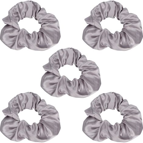5 pièces Serre-tresses Lumineux Satin Gris Élastique Brillant dans le Noir pour Cheveux Femmes (1/5)