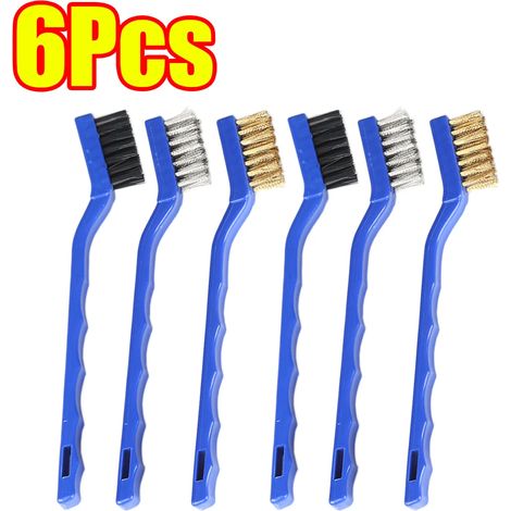 Brosse de nettoyage en laiton (lot de 6, 2 jeux) - Métal laiton/acier inoxydable/nylon - Convient aux hottes à gaz - Dégraissage et détachage - Outil de nettoyage pour plaques de cuisson (1/4)
