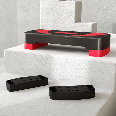 Step de aeróbic ajustable 3 alturas 10/15/20 cm, carga máx. 150 kg, negro HAVRYA (1/5)