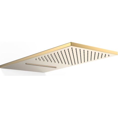 Pommeau de douche muralAvec 2 types de jet (pluie/cascade) Or 24K - TRES 29990301OR