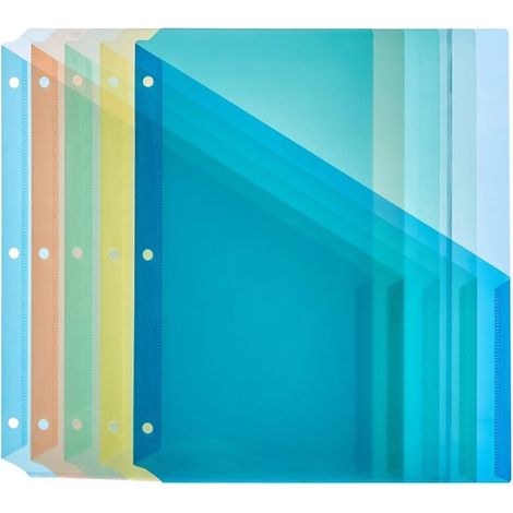 Semplice raccoglitore ad anelli in plastica, pagine interne a tripla perforazione, vari colori, confezione da 5. (1/5)