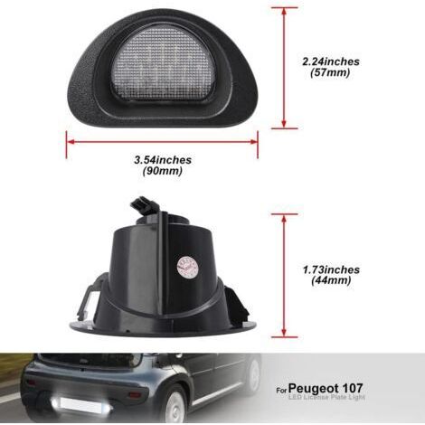 2 feux de plaque d'immatriculation à LED pour Peugeot 107 MK1 2005-2014 et Citroën C1 2005-2014