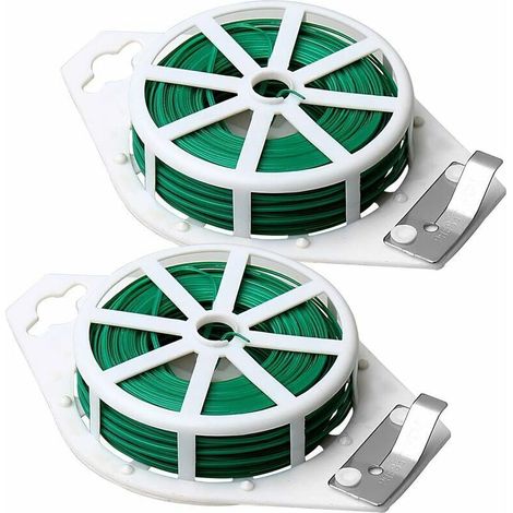 2 pcs Fil d'attache de Jardin, 328 Pieds/100m Fil de Support de Plantes Robuste Fil de Vigne de Jardin Réutilisable avec Revêtement Vert pour Jardinage, Plantes Grimpantes, Vignes, Tiges (1/5)