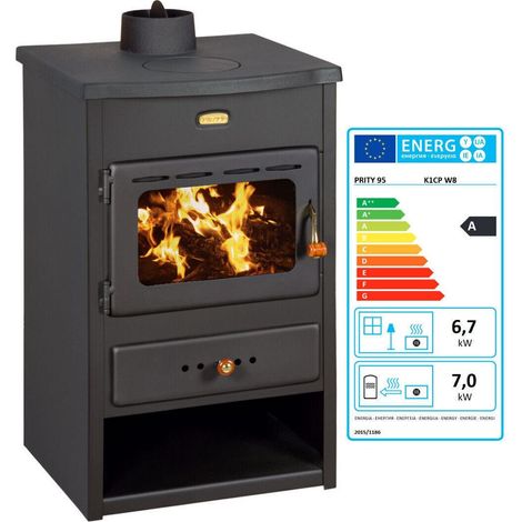 Stufa a legna Prity K1CP W8 da 8 kW con caldaia per acqua calda (1/4)