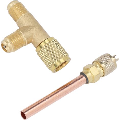Adaptateur en T pour R2, R12, R134 - Raccord 1/4 SAE pour tuyau de recharge - Clapet anti-retour unidirectionnel (1/5)