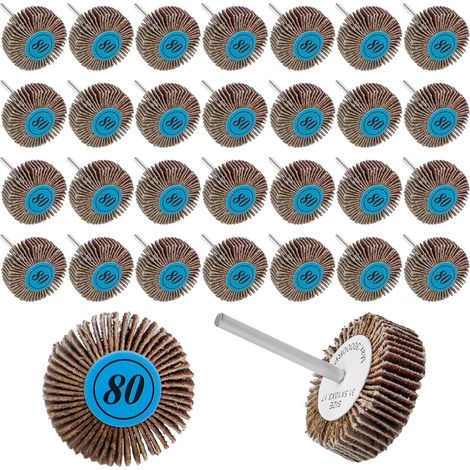 30 Pièces Roues à Lamelles, Grain 80 Meule de Cent Pages, Roue de Polissage, Disques à Lamelles Abrasifs, Meulage Accessoires pour Outils Rotatifs (1/5)