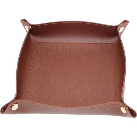 Plateau Rectangulaire Classique en Cuir pour Le Bureau et La Maison, Plateau de Rangement pour Pièces de Monnaie,Clé,Portefeuille et Accessoire (1/5)