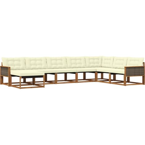 Outdoor-Sofagarnitur 8 stk. 8-Sitzer Natur und Creme vidaXL (1/5)