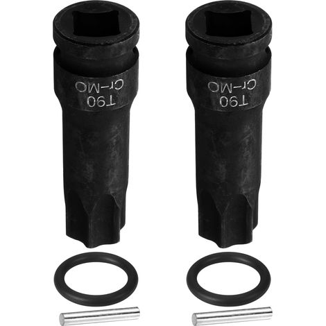 2 Pièces Douille Hexagonale À Choc, Douille Torx T90 À Choc 6 Points 1/2" Acier Cr-Mo Avec Goupille Joint Torique Pour Perceuses Ateliers Garage Adaptateur (1/5)