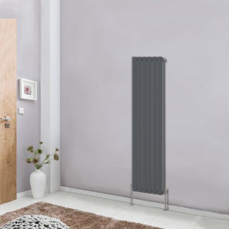 NRG Flat Panel Radiator Designer Column Bathroom Central Heating Anthracite Single 1600x408mm