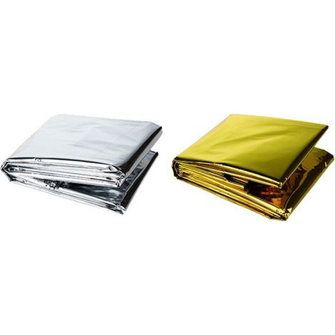 5-Piece Emergency Blanket Set, Gold and Silver Rescue Blanket, Disposable Portable Outdoor Emergency Blanket, 130 x 210 cm (1/3)