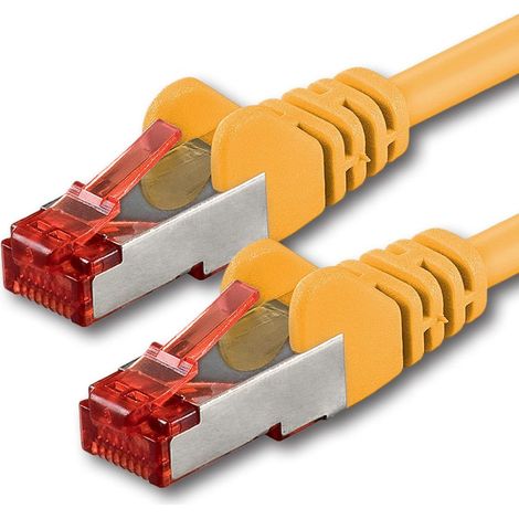 CAT 6 cavo patch, S/FTP (PiMF), giallo, 0,25 m, conduttore di rame (CU), guaina del cavo senza alogeni (LSZH). Lunghezza del Cavo 0.25 m (1/3)
