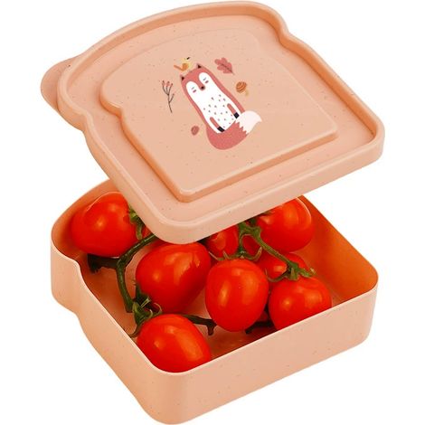 Set di 2 contenitori per il pranzo in plastica riutilizzabili a forma di toast, adatti al microonde e alla lavastoviglie, ideali per l'ufficio e il campeggio.