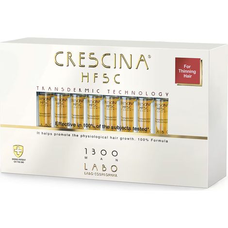 Labo crescina transdermic hfsc 1300 for growth stimulation ampoules treatment serum for scalp for men 20 pcs 35 ml