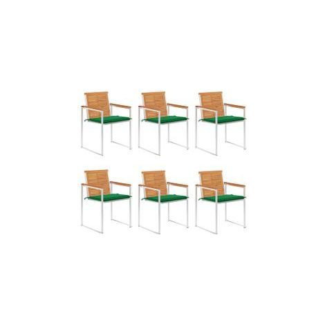 Chaises de jardin lot de 6 avec coussins Bois d'acacia solide (1/5)