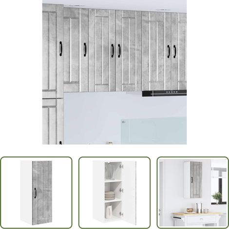 Küchenwandschrank Beton Grau - Küchenschrank Beton Grau 30 x 31 x 80 cm Holzwerkstoff (1/5)