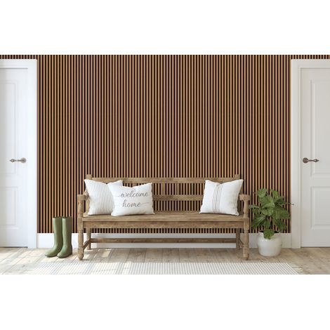 Wallarena Vliestapete Holzlamellen Streifen Braun für Wohnzimmer und Schlafzimmer, 10 m x 50 cm – inkl. Kleister & Anleitung (1/5)