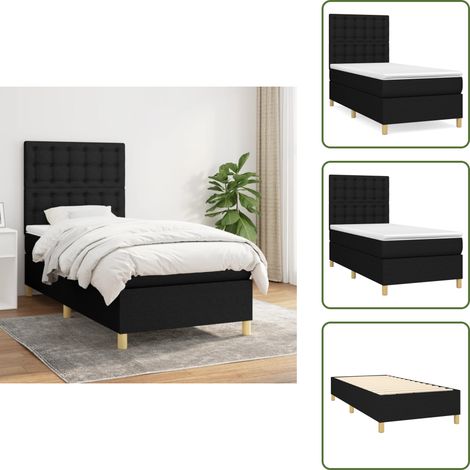 Boxspringbett mit Matratze Schwarz 80x200 cm Stoff - Boxspringbett - Doppelbett - Schlafraum - Bettenrahmen - Matratze (1/5)