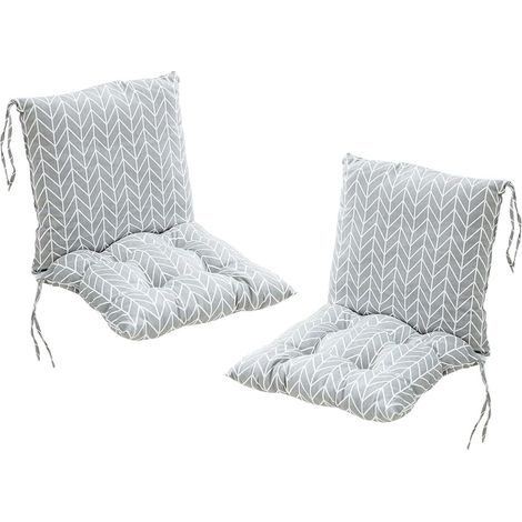 Ensemble de 2 coussins de chaise avec dossier, coussin d'assise, coussin de dossier avec sangle, coussin pour dossier bas, coussin de chaise de jardin, 40 x 80 cm, coussin de dossier amovible (1/4)