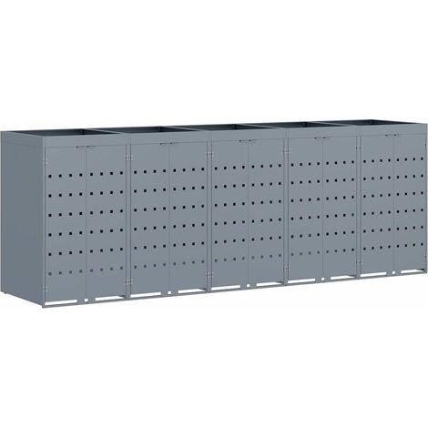 Wheelie Bin Storage for 5 Bins Light Grey 340 x 77.5 x 121.5 cm vidaXL