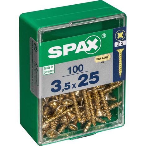 Boîte 100 Unités. Vis A Bois Spax Cab. Plat Yellox 3.5x25mm Spax (1/5)
