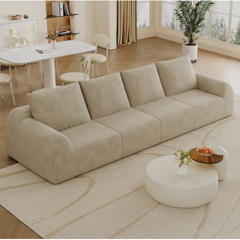 Canapé 4 places compressé 324 cm en chenille, rembourrage mousse, sans montage, kaki REDOM (1/5)