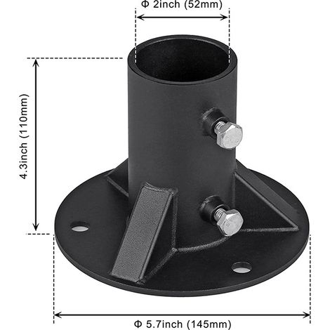 Bride de plancher métallique pour garde-corps, adaptateur robuste pour support de poteau/boîte aux lettres/mât de fixation de lampadaire (1/5)