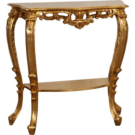 Biscottini – Console en finition dorée antique 90x33x87 cm – Bois de haute qualité – Fabriquée en Italie pour entrée ou salon (1/5)