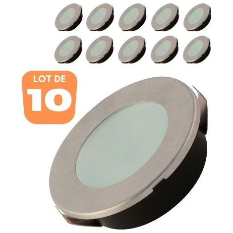 Lot de 10 spots LED rond Mat chrome 2W (1/3)