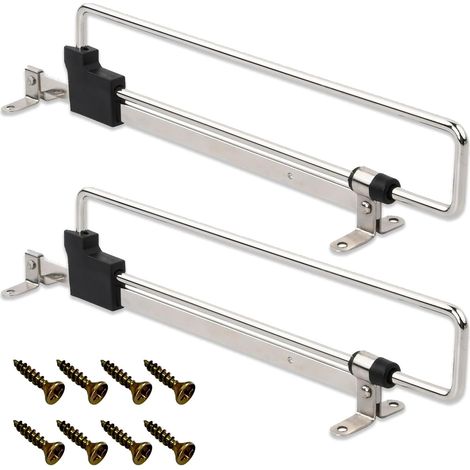Tringle à Vêtements Extensible, 2 Pièces Coulissantes Penderie de 25 CM, Tube Télescopique en Acier Inoxydable, Avec Vis, Argent (1/5)