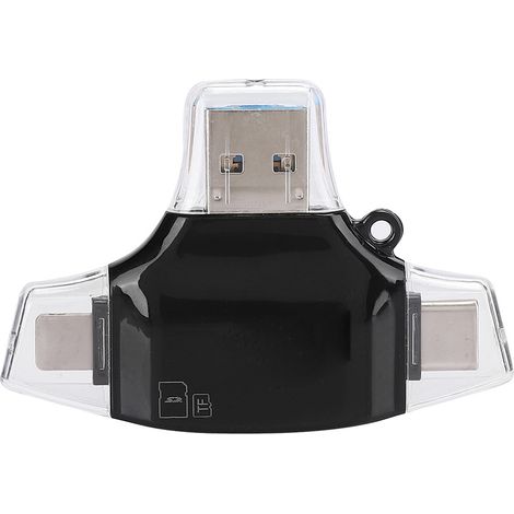 Lecteur de Carte OTG 4 en 1 pour iPhone, Compatible avec Cartes Mémoire et Appareils Mobiles (1/5)