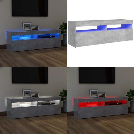 Meuble TV avec lumières LED gris béton 120x35x40 cm - Meuble Tv - Meuble Téléviseur - Armoire Tv - Télévision Led - Éclairage Led - Home & Living