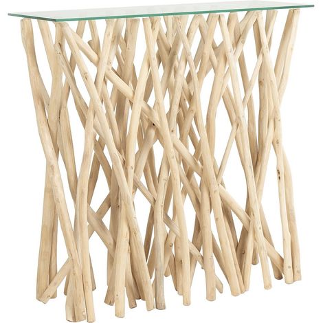 Consolle in Vetro temperato e Teak Naturale - GAYANA (1/4)