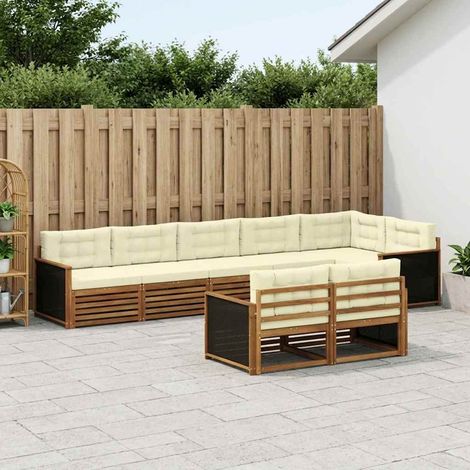 vidaXL Outdoor-Sofagarnitur mit Kissen 8 pcs Natur und Creme (1/5)