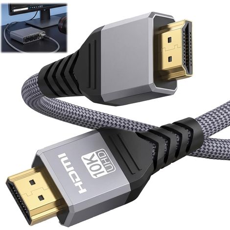 m langes, ultraschnelles HDMI 2.1-zertifiziertes Kabel – Ultra HD 10K, 8K, 4K, 240 Hz – 48 Gbit/s Bandbreite, eARC, HDR10+, Dolby Vision, DTS:X – Kompatibel mit RTX 5090, Projektoren, Monitoren, Ferns (1/5)