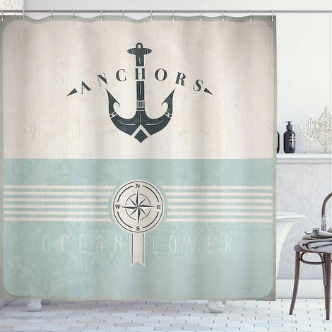Filiyano-Rideau de douche nautique, ancre marine vintage (180180CM) (1/4)