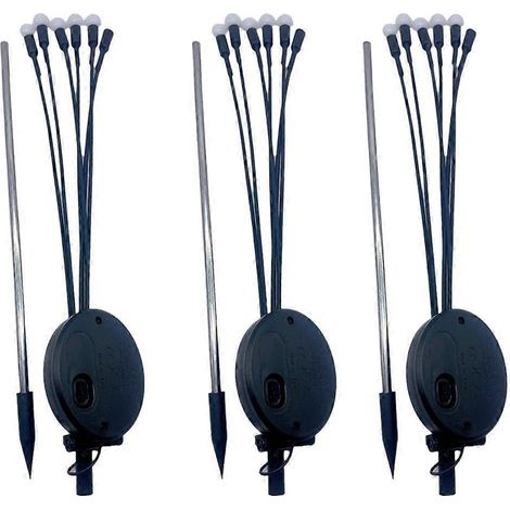 Lot de 3 lampes solaires lucioles, lampes de jardin, lampes d'extérieur étanches pour pelouse, décoration paysagère (lumière chaude) (1/4)