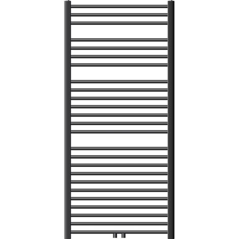 ECD Germany Badheizkörper 750 x 1500 mm Anthrazit gebogen mit Mittelanschluss - Design Heizkörper Handtuchwärmer Handtuchtrockner Handtuchheizkörper Handtuchheizung Handtuchheizer Badezimmer Heizung