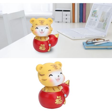 Tiger-Glücksbringer aus Kunstharz als Dekoration für den Innenbereich, Symbol für Glück und Frieden, ideales Geschenk für die Feiertage. (1/5)