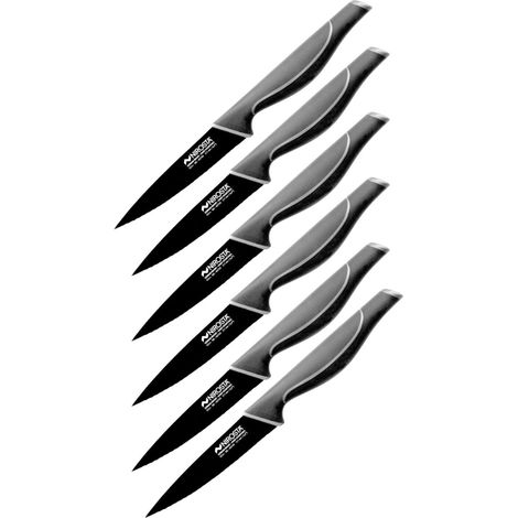 Set de 6 couteaux de cuisine crantés en acier inoxydable Nirosta Black Edition (1/3)