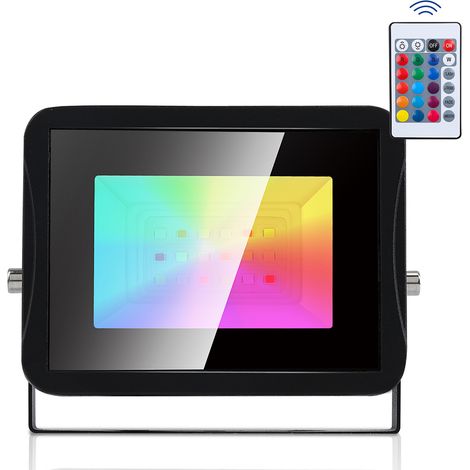 1x Projecteur LED RGB Avec Télécommande Intérieur/Extérieur noir-20W (1/4)