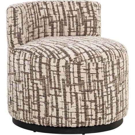fauteuil lounge design tissu crème confort dalia - crème texturé motif marron (1/5)