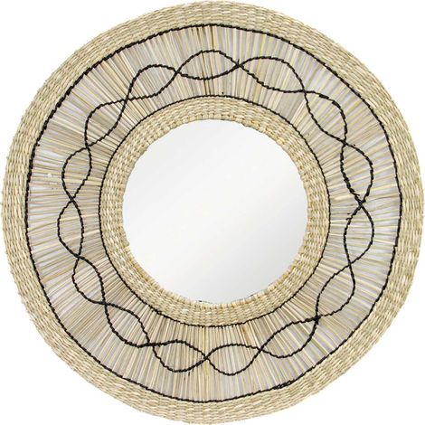 Specchio da parete rotondo Bask in alghe naturali Ø55cm Thinia Home