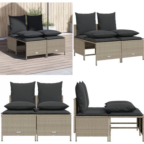 4-tlg. Garten-Sofagarnitur mit Kissen Hellgrau Poly Rattan - Gartensorte - Gartenmöbelset - Outdoor Lounge - Rattan Gartenmöbel - Gartenlounge - Home & Living (1/5)
