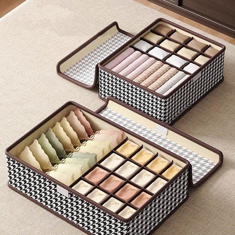 Étagère de rangement suspendue multicouche grande capacité, pliable, 12 compartiments, pour vêtements et sous-vêtements à la maison. (1/5)