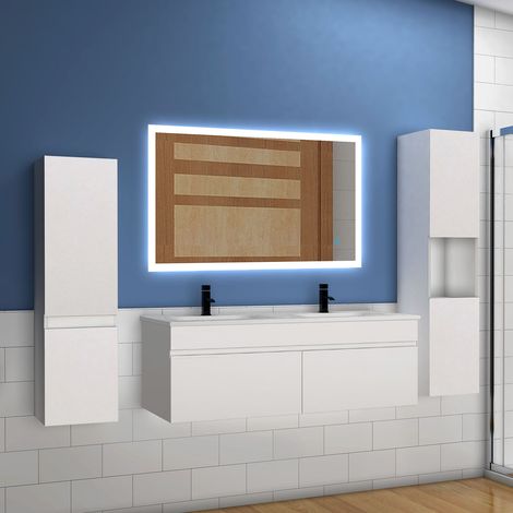 Ocean meuble Salle de Bain avec une vasque + Combinaison colonne rangement + Un miroir de 100x60 cm (1/5)