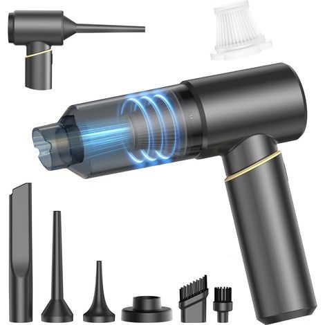 Aspirateur à main sans fil rechargeable – Aspiration puissante de 15 kPa, ultra silencieux (75 dB), autonomie de 21 min, léger (0,6 kg) pour voiture, poils d'animaux, maison, chargement USB-C (1/5)