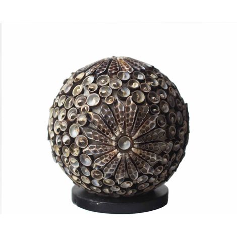 Lampe Coquillage Boho - Globe Torsadé Chocolat - 15 cm- Vendu par 1 (1/4)